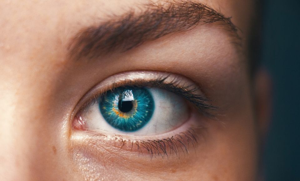 Close-up van een blauw oog